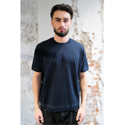 T-shirt en soie et coton - Navy - MONCLER