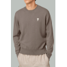Pull beige col rond Ami de cœur en laine - cendre - AMI PARIS