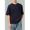 T-shirt bleu marine patch Ami de cœur en coton - Bleu marine - AMI PARIS