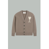 Taupe cardigan with Ami of heart in wool – Ash – AMI PARIS