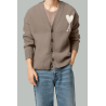 Taupe cardigan with Ami of heart in wool – Ash – AMI PARIS