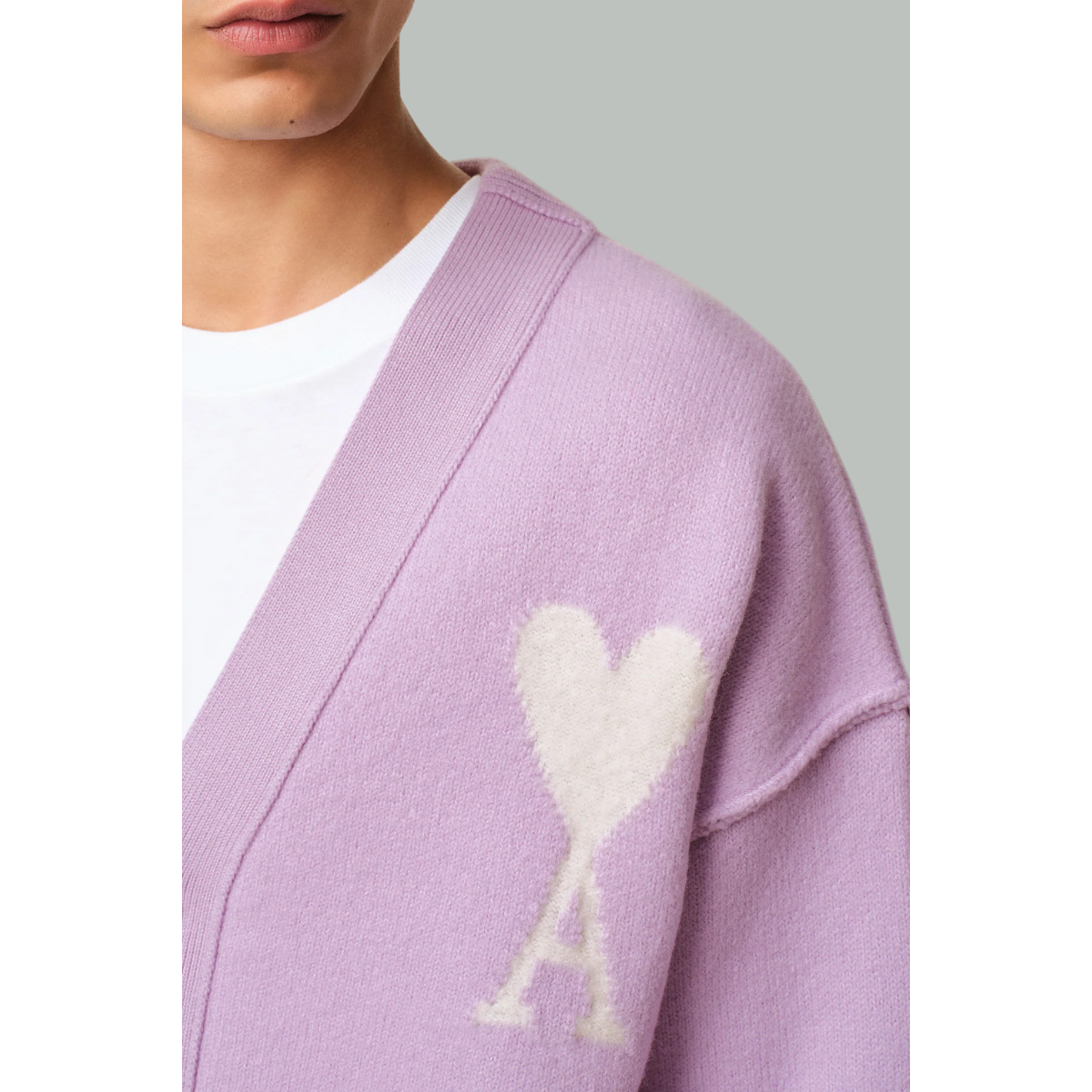 Cardigan violet Ami de cœur en laine - Lilas - AMI PARIS