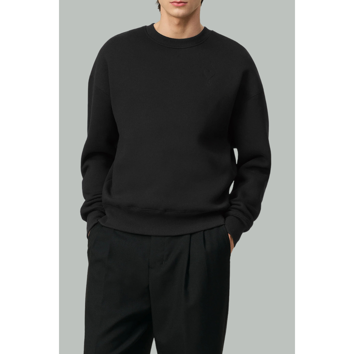 Sweatshirt Noir Ami de Coeur En Coton - Noir - AMI PARIS