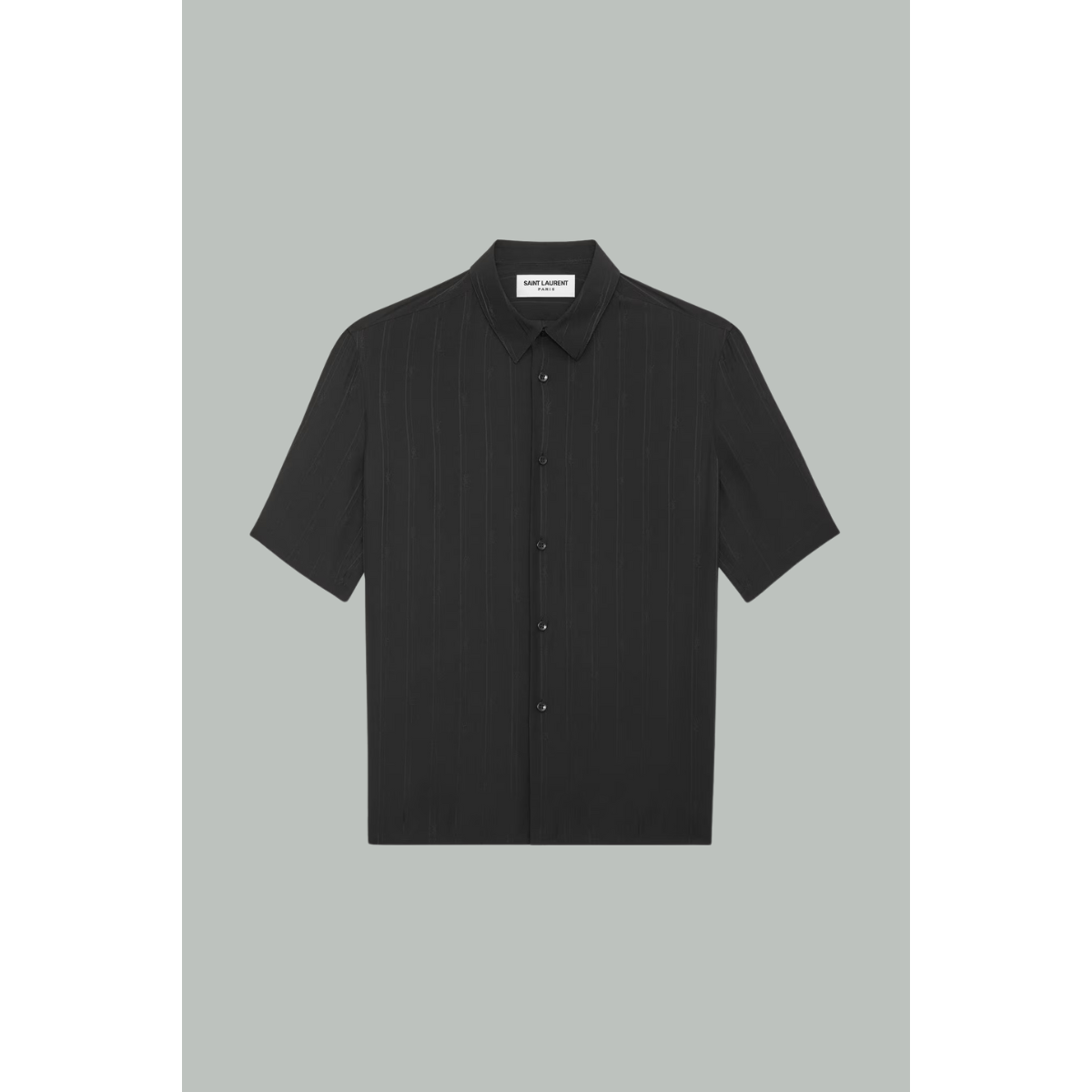 Cassandre shirt in matte and gloss silk - Black - SAINT LAURENT