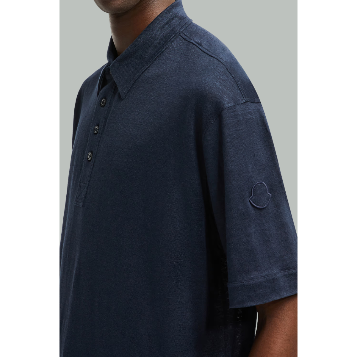 Polo en lin - Bleu foncé - MONCLER