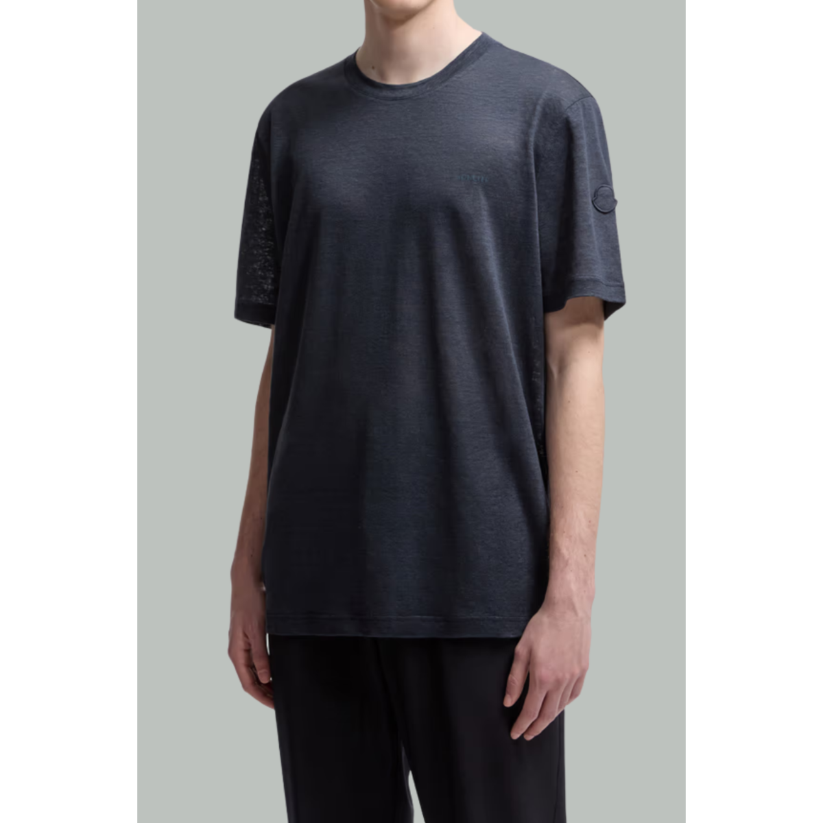 T-shirt en maille de soi et coton - Bleu Marine - MONCLER
