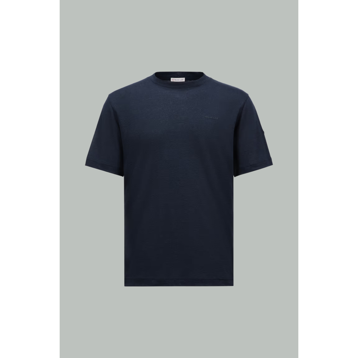 T-shirt en maille de soi et coton - Bleu Marine - MONCLER