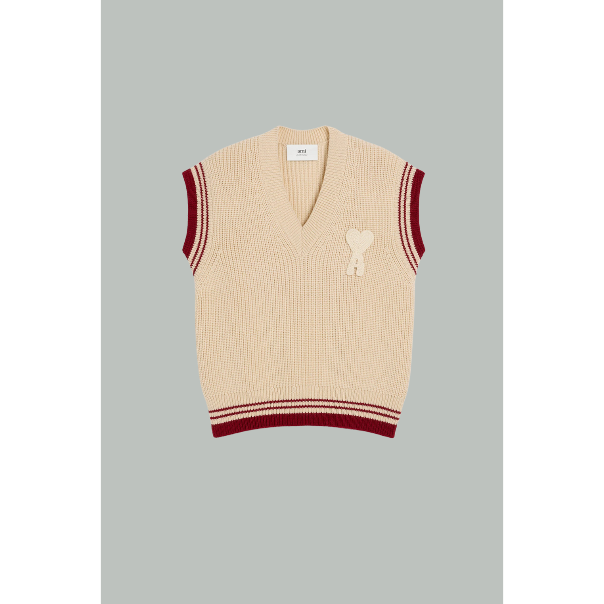 Pull sans manche en laine - Blanc crème - AMI PARIS