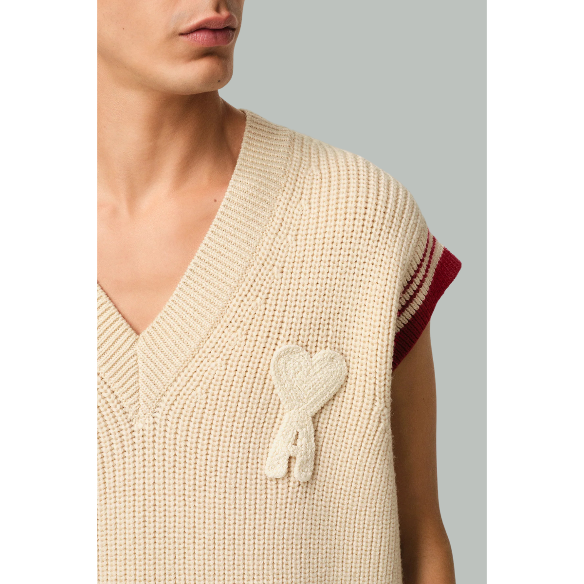 Pull sans manche en laine - Blanc crème - AMI PARIS