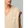 Pull sans manche en laine - Blanc crème - AMI PARIS