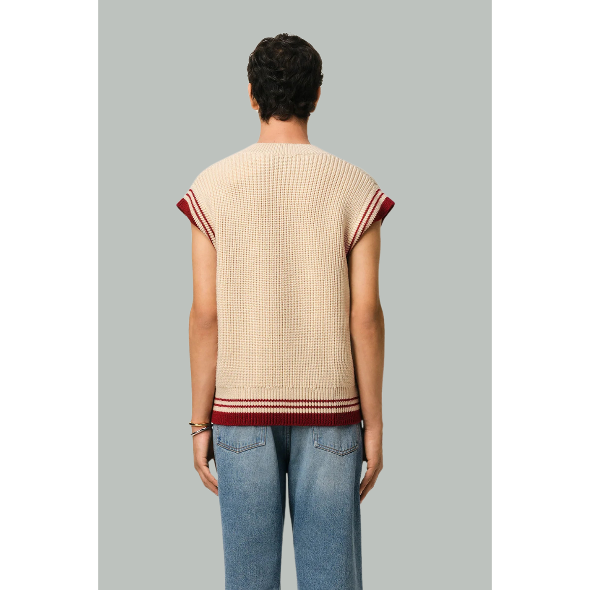 Pull sans manche en laine - Blanc crème - AMI PARIS