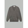 Cardigan homme en coton avec logo dans le dos - Gris chiné - GOLDEN GOOSE
