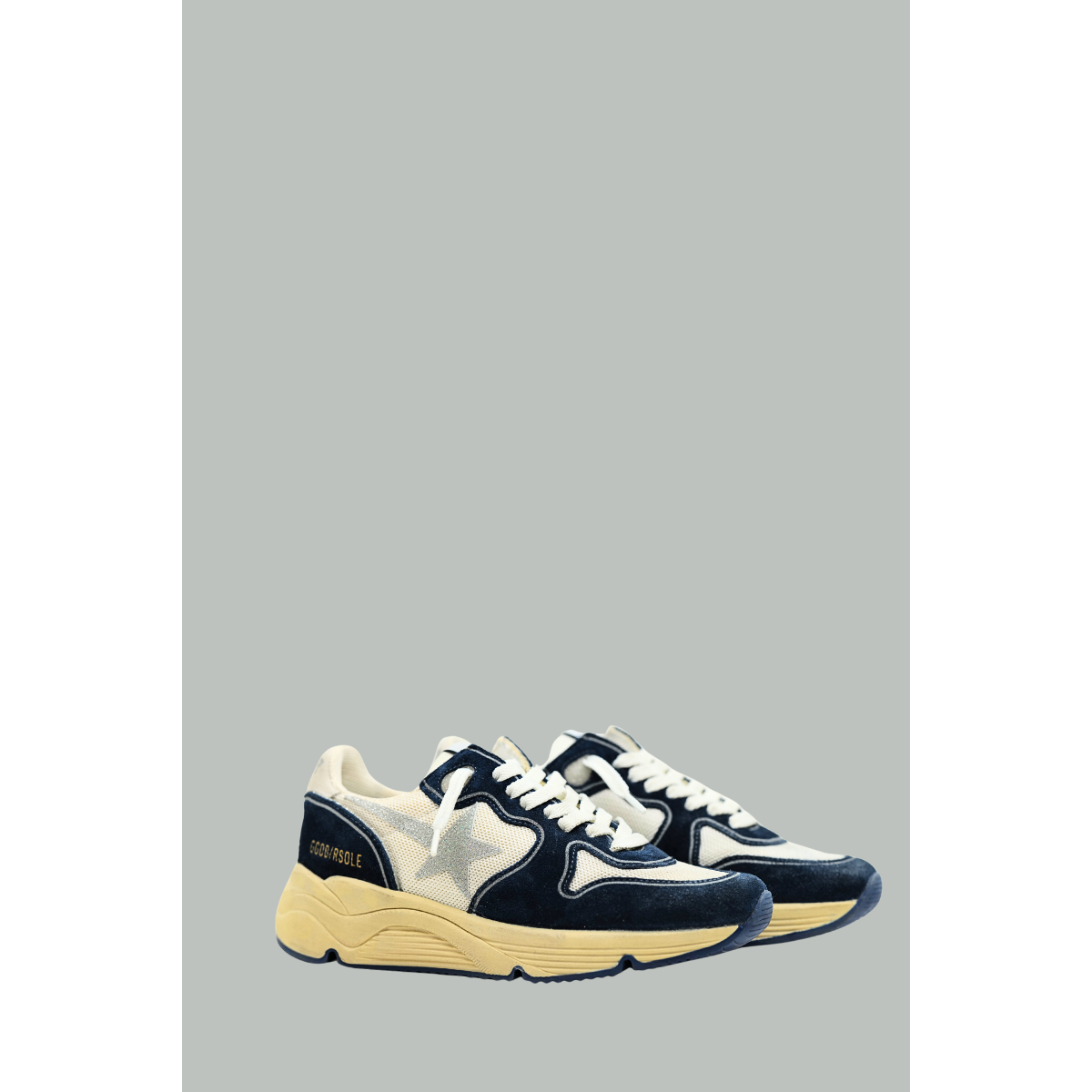 Baskets Running Sole Femme - Blanc /Bleu /Argenté - GOLDEN GOOSE