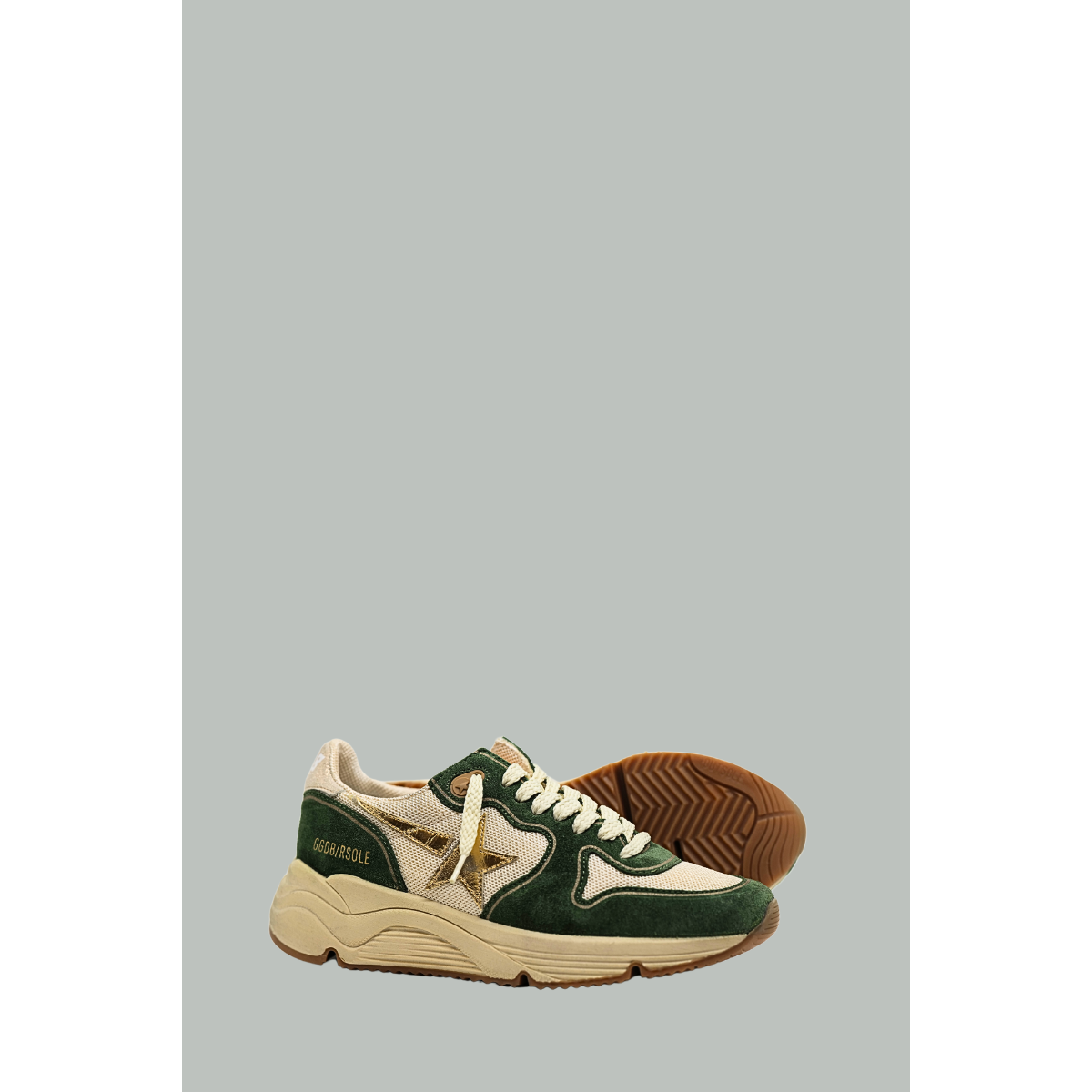 Baskets Running Sole Femme - Blanc/ Vert/ Argenté - GOLDEN GOOSE