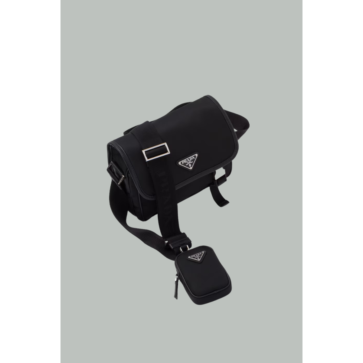 Sac porté épaule en Re-Nylon et cuir Saffiano - Noir - PRADA