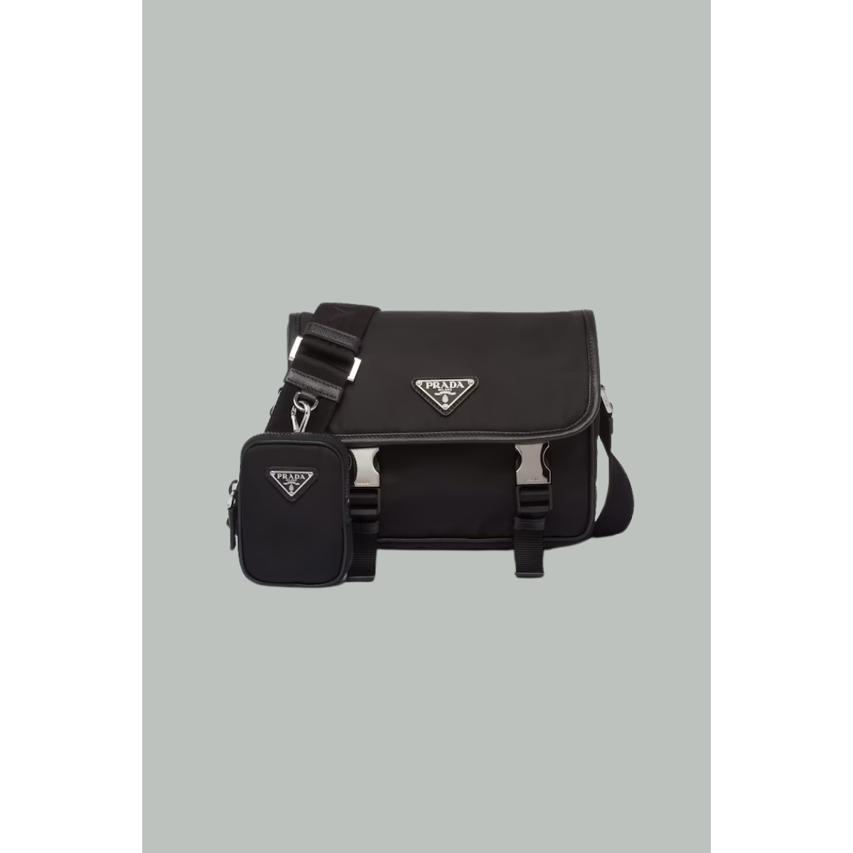 Sac porté épaule en Re-Nylon et cuir Saffiano - Noir - PRADA