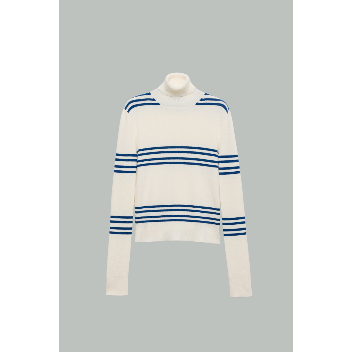 Col roulé en laine - Naturel / Bleu sarcelle - PRADA
