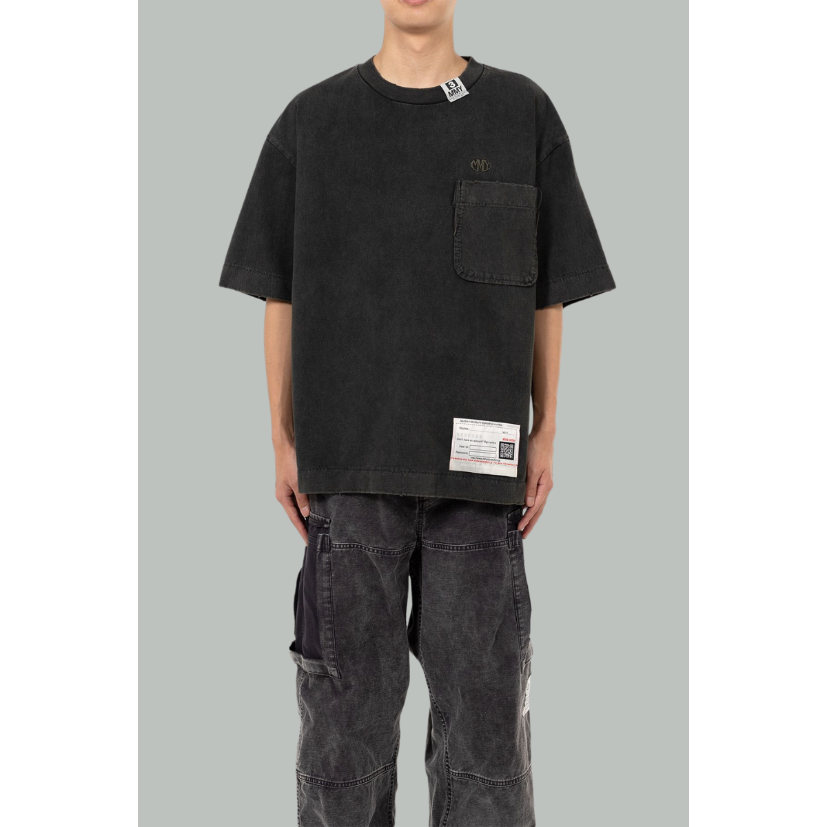 T-shirt Délavé Avec Usures - Noir -  MAISON MIHARA YASUHIRO