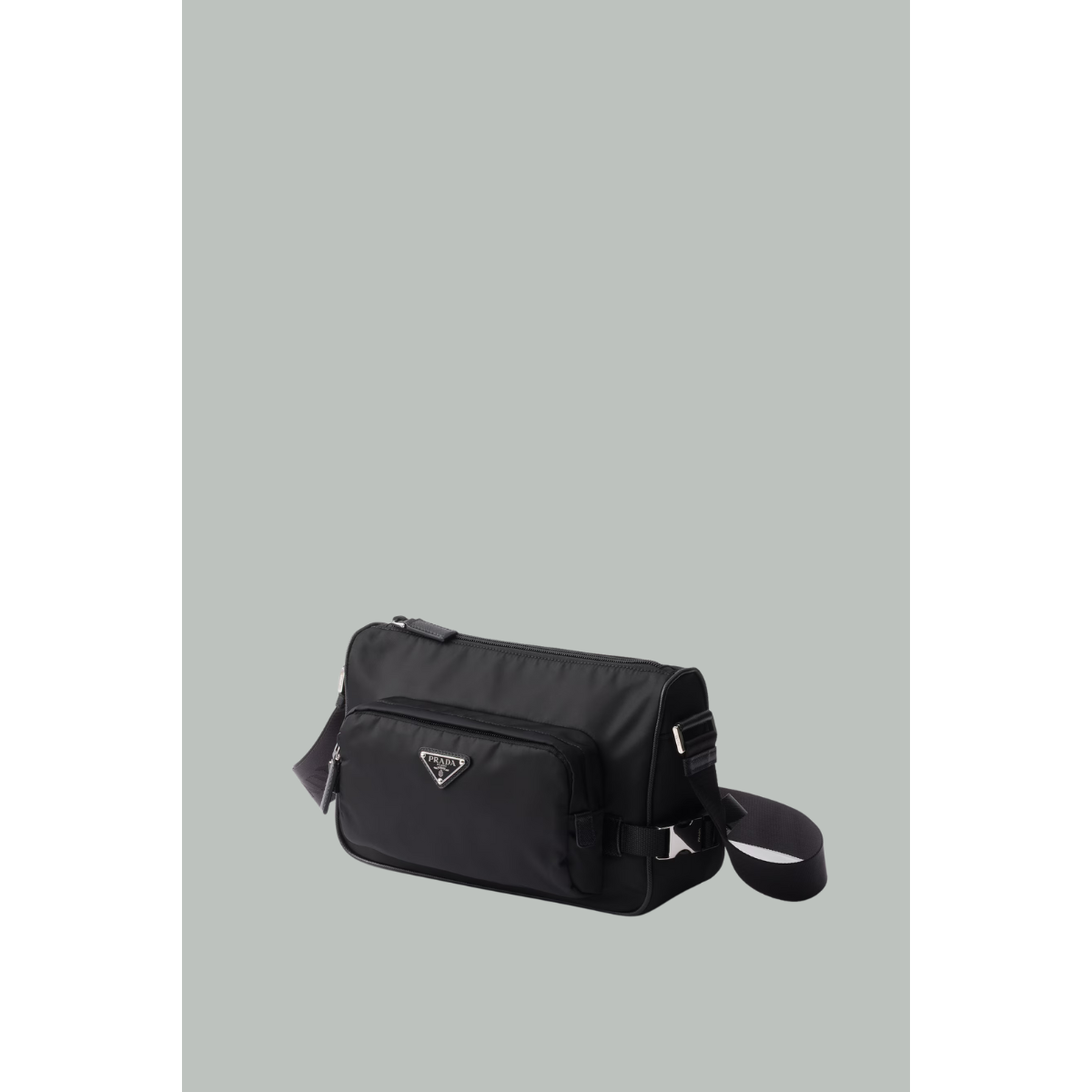 Medium shoulder bag in Re-Nylon and Saffiano leather - Black - PRADA