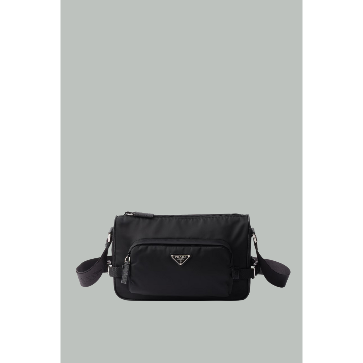 Medium shoulder bag in Re-Nylon and Saffiano leather - Black - PRADA