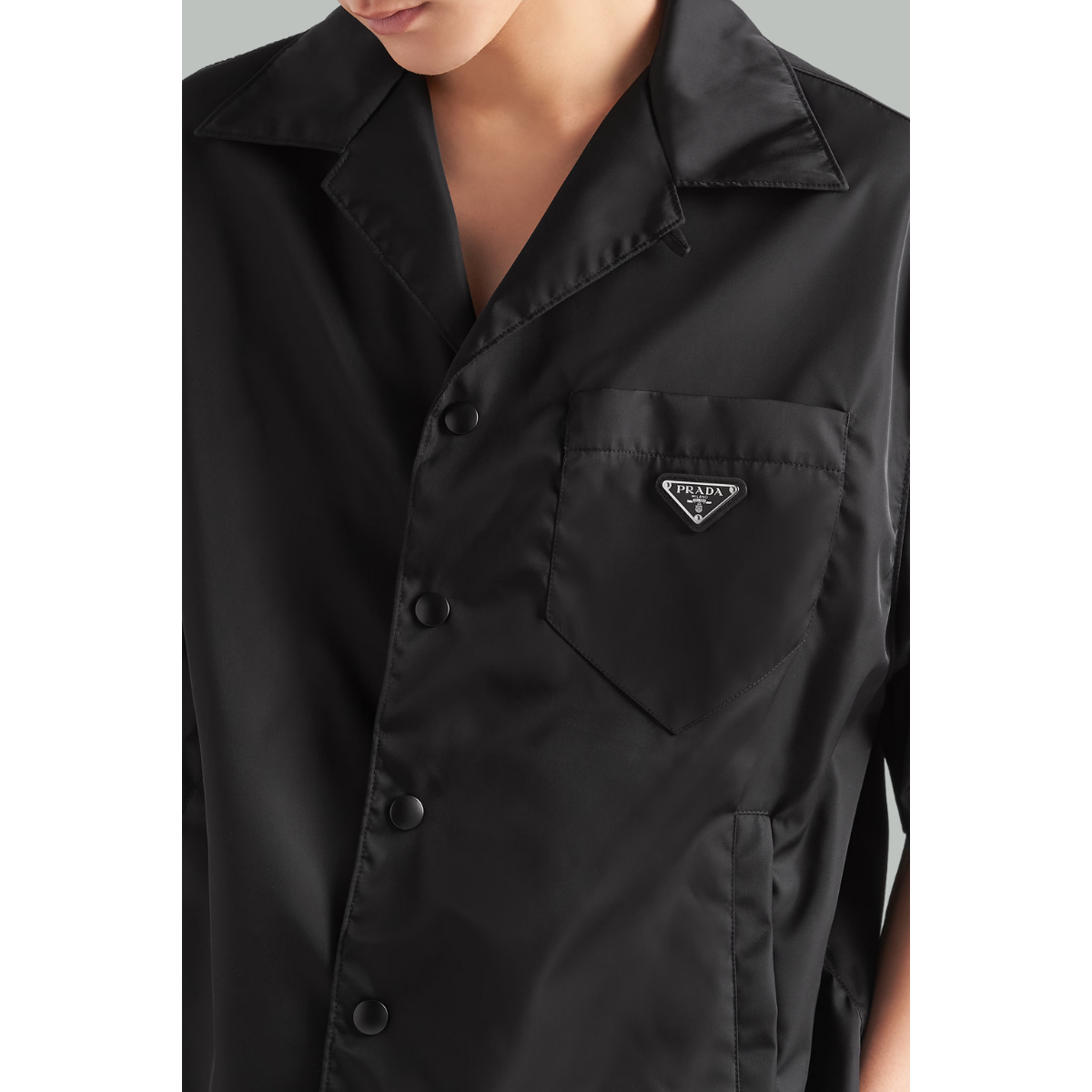 Chemise à manches courtes en Re Nylon - Noir - PRADA
