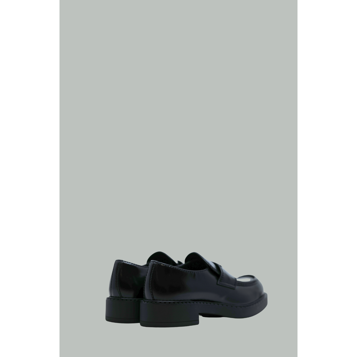 Chocolate brushed leather moccasins - Black - PRADA