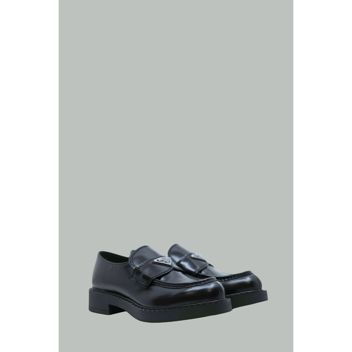 Chocolate brushed leather moccasins - Black - PRADA