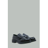 Chocolate brushed leather moccasins - Black - PRADA