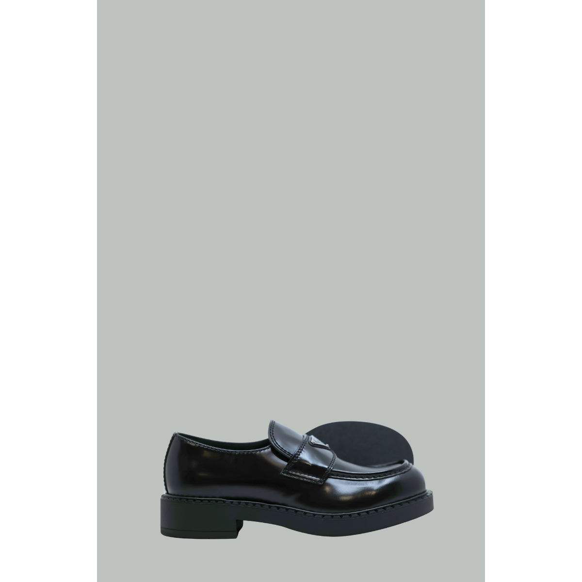Chocolate brushed leather moccasins - Black - PRADA