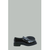 Chocolate brushed leather moccasins - Black - PRADA