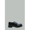 Chocolate brushed leather moccasins - Black - PRADA