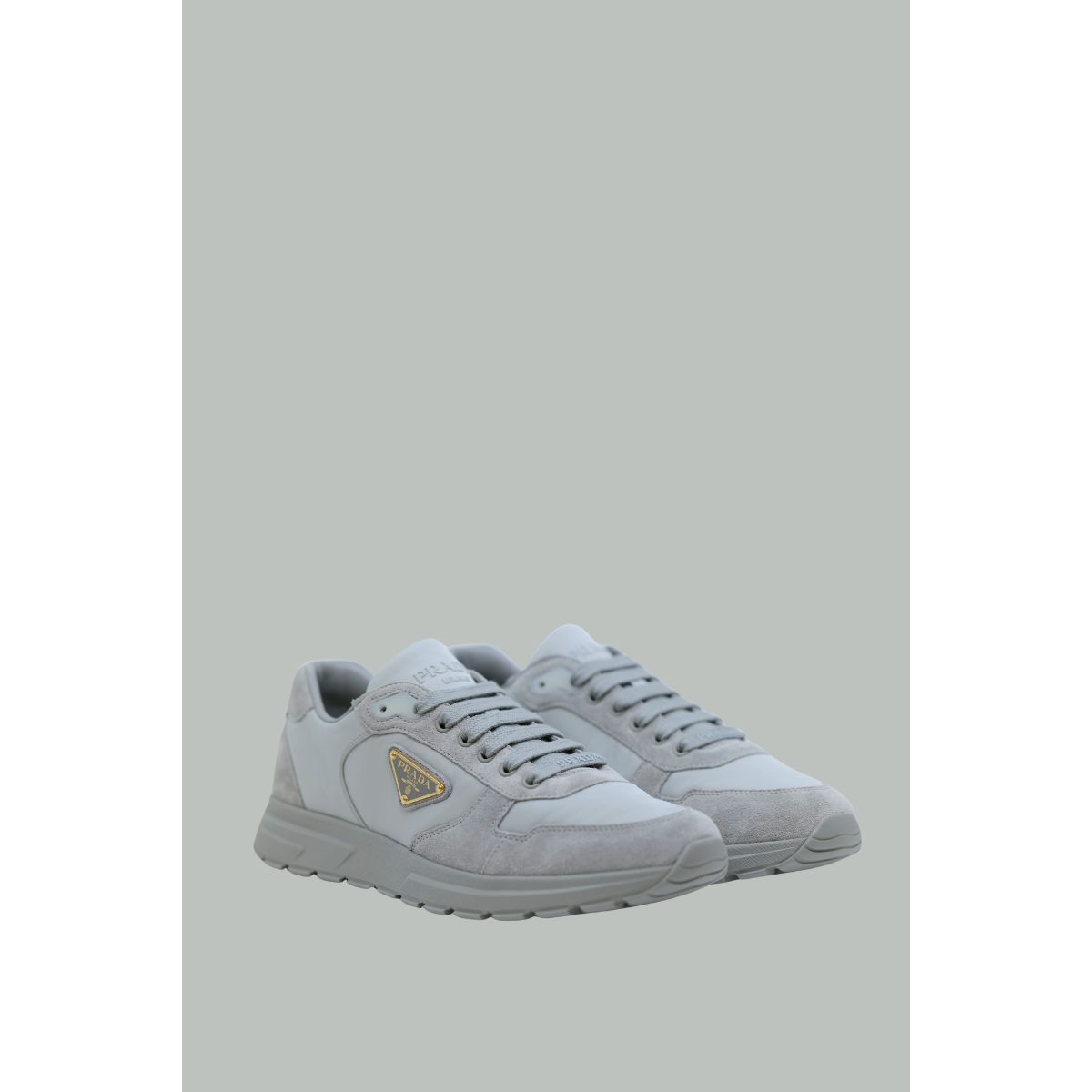 Prax 2.0 Sneakers in Re-Nylon and Suede Calfskin - Cloud Grey - PRADA