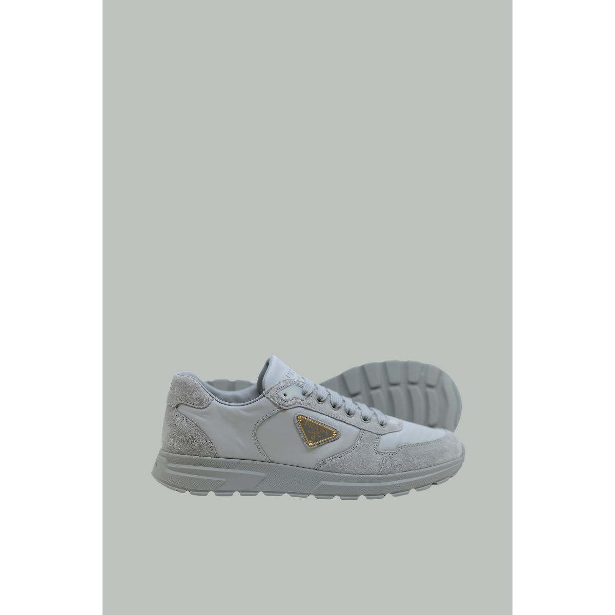 Prax 2.0 Sneakers in Re-Nylon and Suede Calfskin - Cloud Grey - PRADA