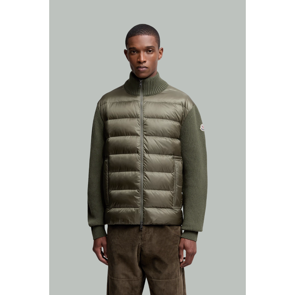 Cardigan Zippé Matelassé En Laine Et Cachemire - Kaki - MONCLER
