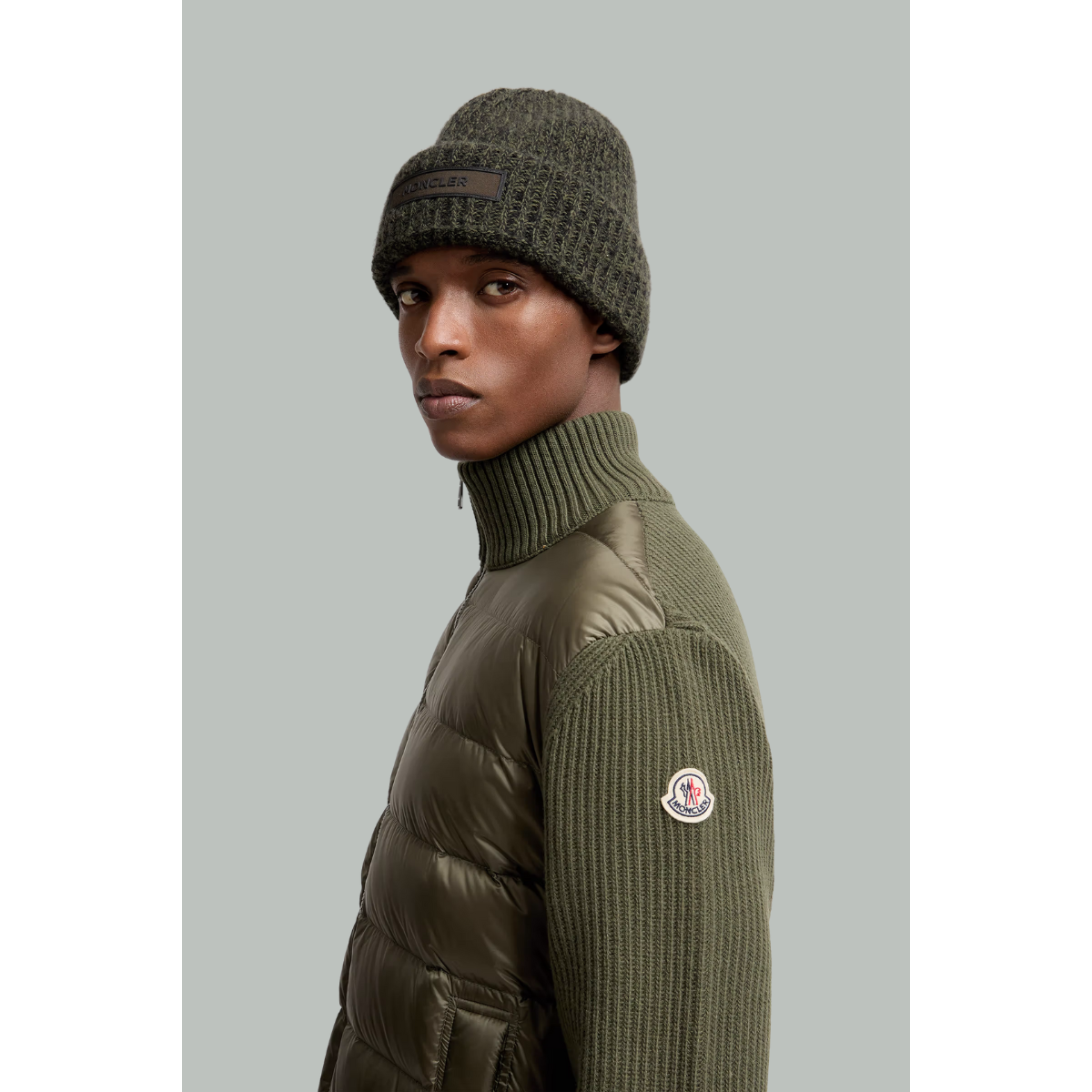 Cardigan Zippé Matelassé En Laine Et Cachemire - Kaki - MONCLER