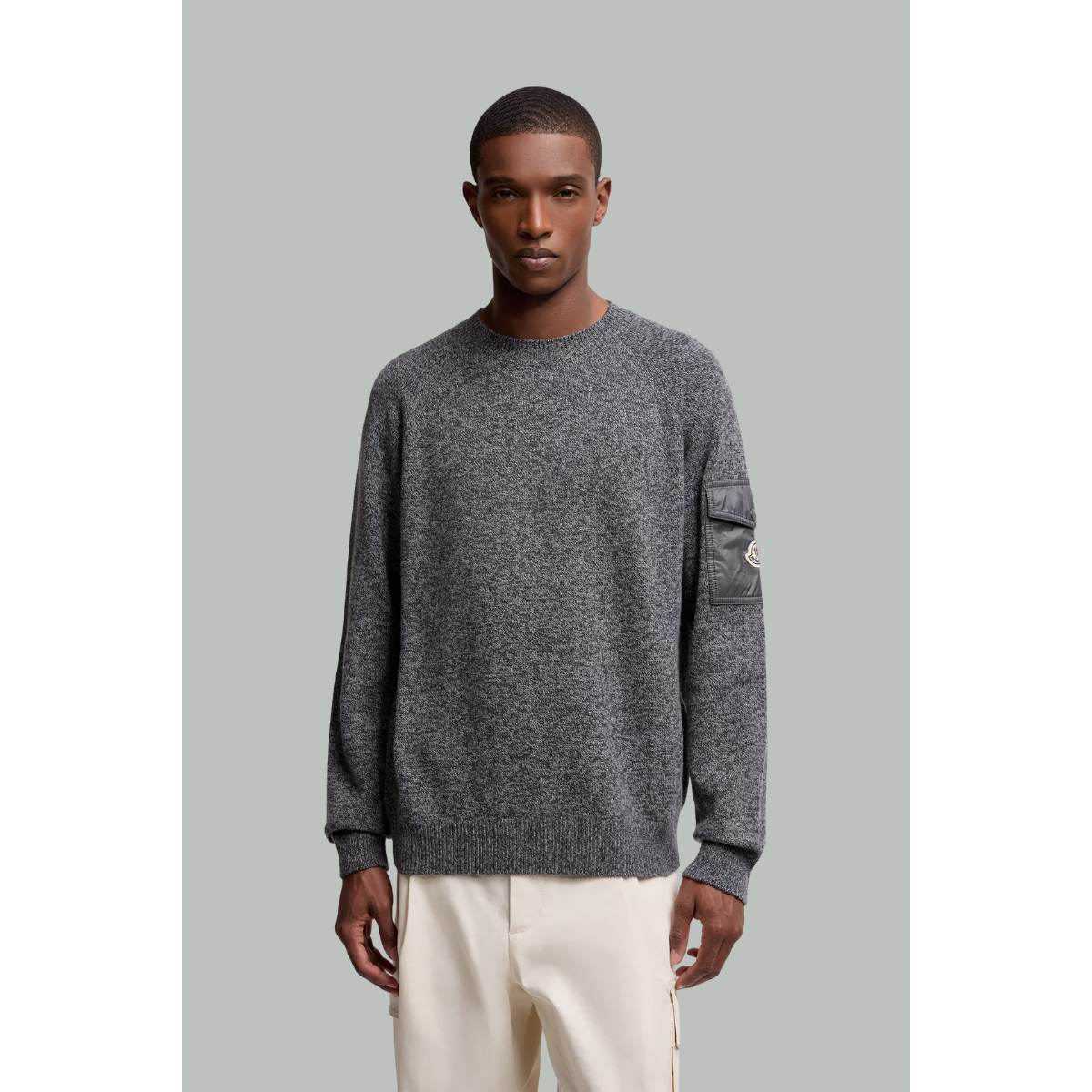 Mouliné Wool and Cashmere Sweater - Grey - MONCLER