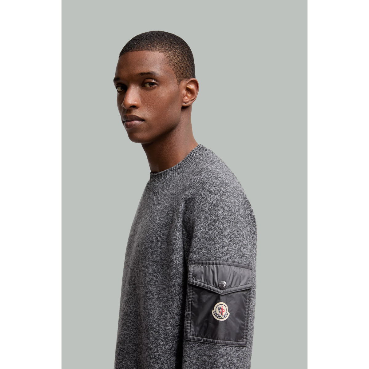 Mouliné Wool and Cashmere Sweater - Grey - MONCLER