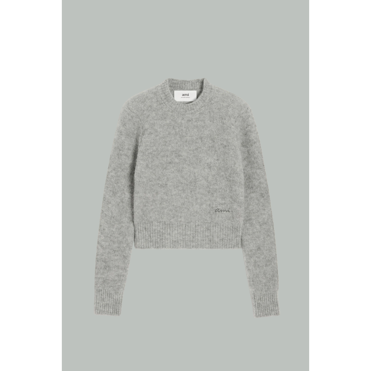 Pull Col Rond En Alpaga - Gris - AMI PARIS
