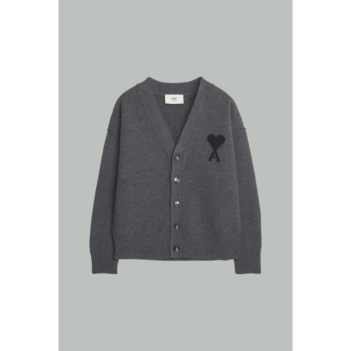 Cardigan Ami De Cœur En Laine - Gris - AMI PARIS