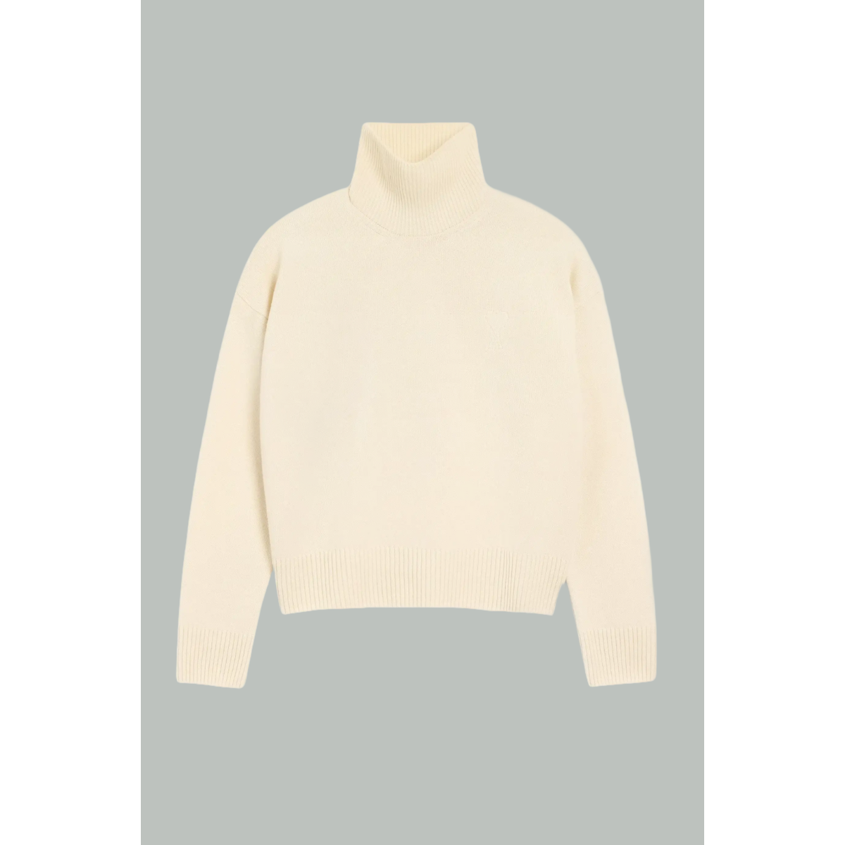 Pull col cheminée ami de cœur en laine - Blanc - AMI PARIS