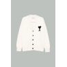 Cardigan Ami De Cœur En Laine - Blanc Noir - AMI PARIS
