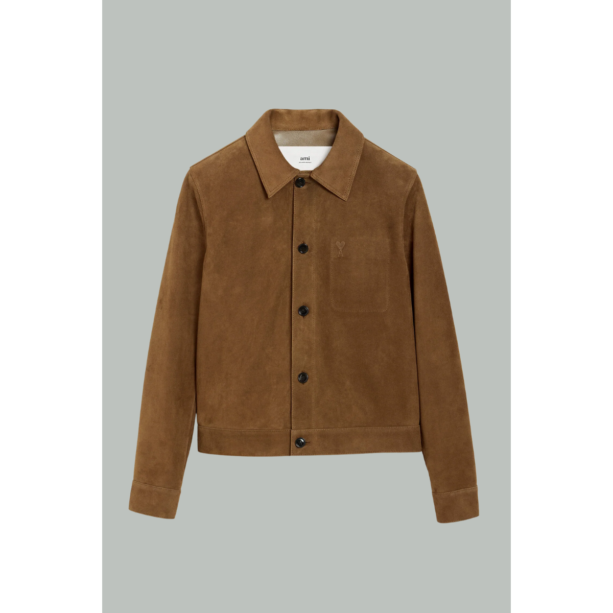 Veste Boutonnée Ami de Coeur en Cuir - Marron - AMI PARIS