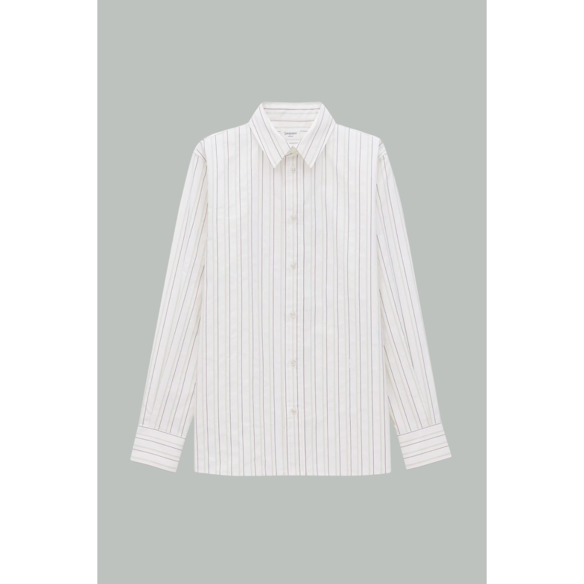 Chemise Cassandre en Coton à Rayures - Blanc Noir - SAINT LAURENT