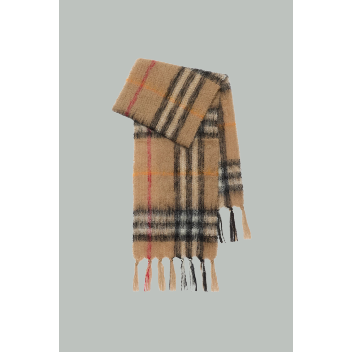 Écharpe en mohair et laine Check - Camel - BURBERRY