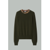 Pull en laine avec Check - Kaki - BURBERRY