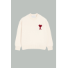 Pull Ami de Coeur Rouge - Écru- AMI PARIS