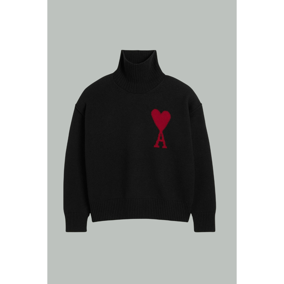 Red Ami of Heart Sweater - Black - AMI PARIS