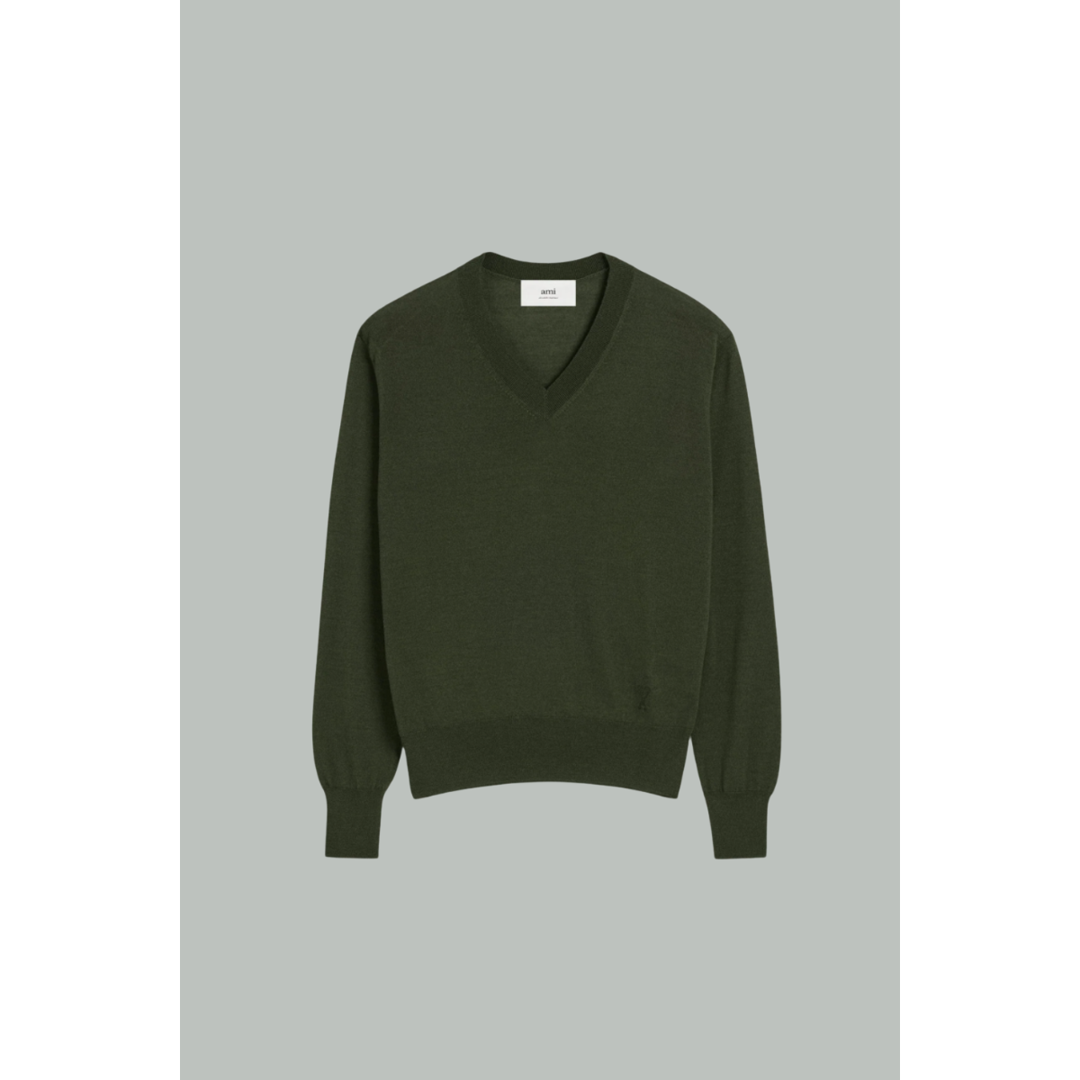 Green V-neck wool sweater - Green - AMI PARIS