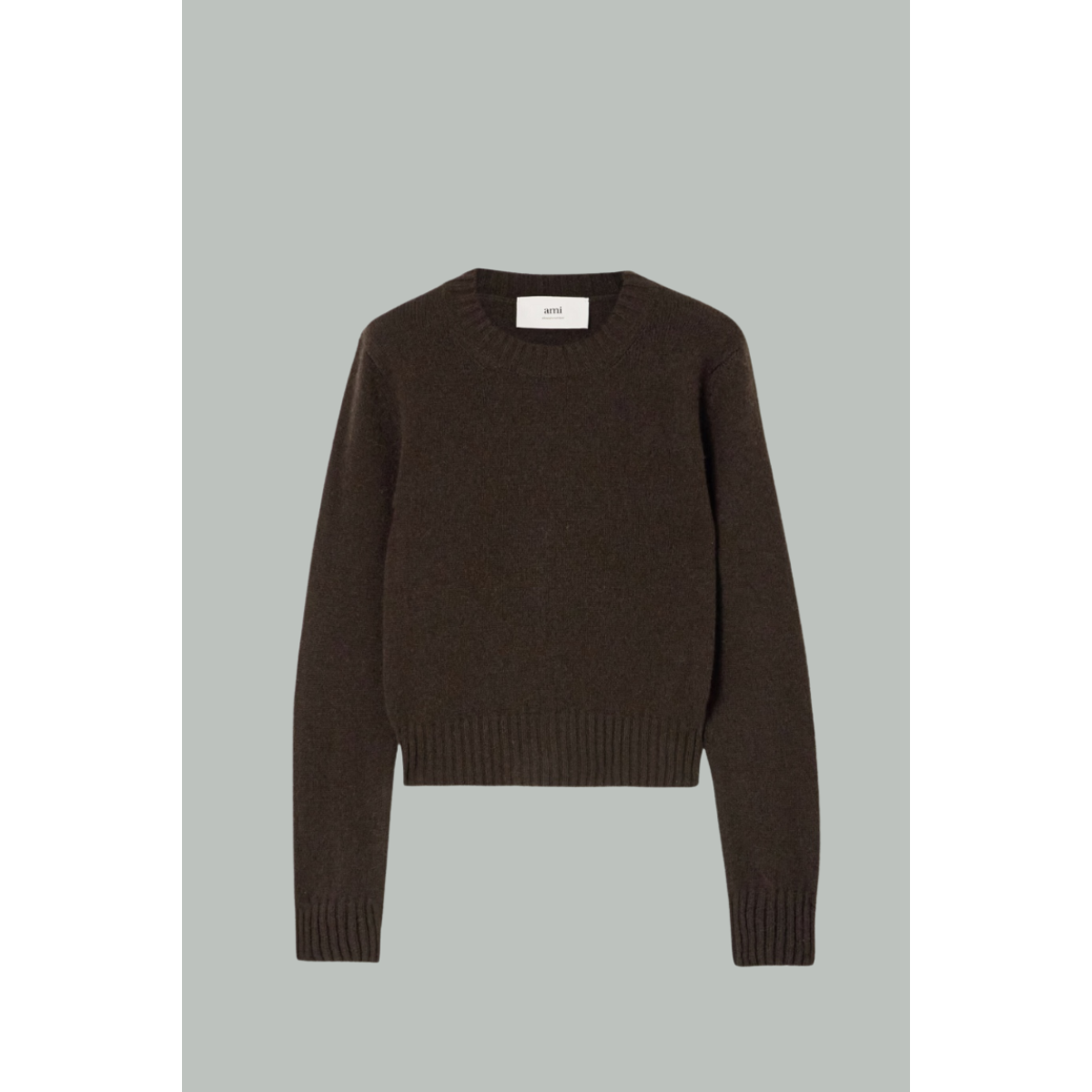 Ami de Coeur Cashmere Round Neck Sweater - Coffee - AMI PARIS