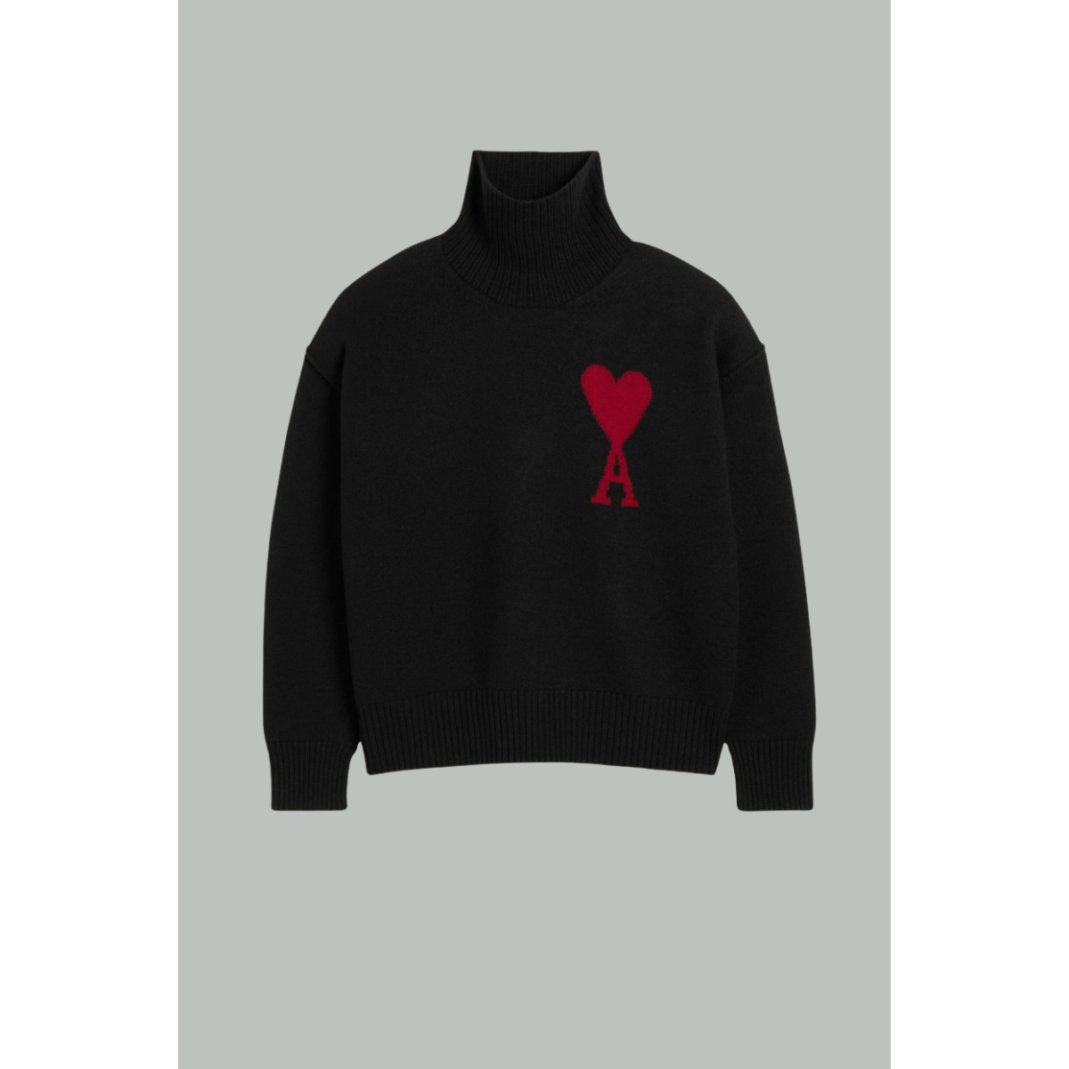 Red Ami of Heart Sweater - Black - AMI PARIS
